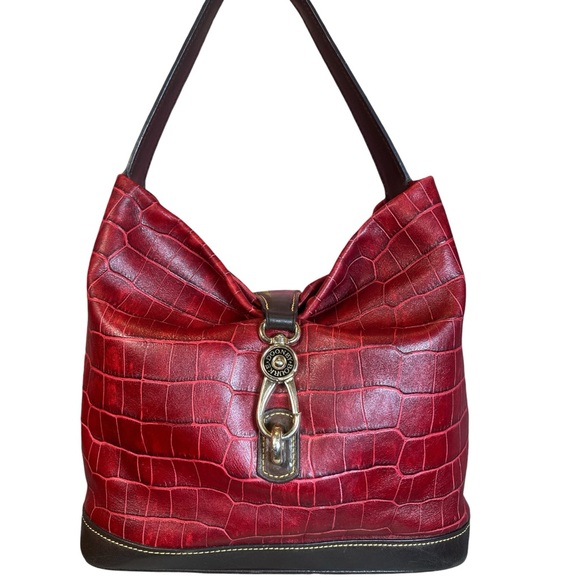 Dooney & Bourke Belvedere Croc-Embossed Hobo Shoulder Bag with Cosmetic Pouch - Picture 3 of 17